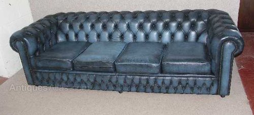 Antiques Atlas Blue Chesterfield 4 Seat Leather Sofa