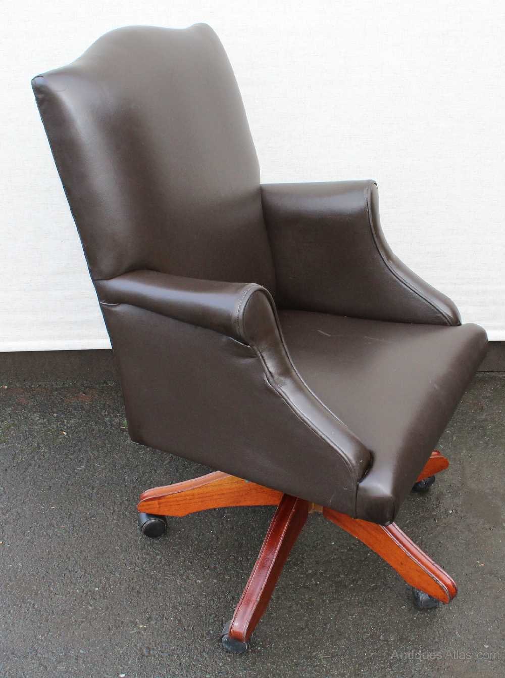 Antiques Atlas 1960S Brown Leather Swivel Office Chair