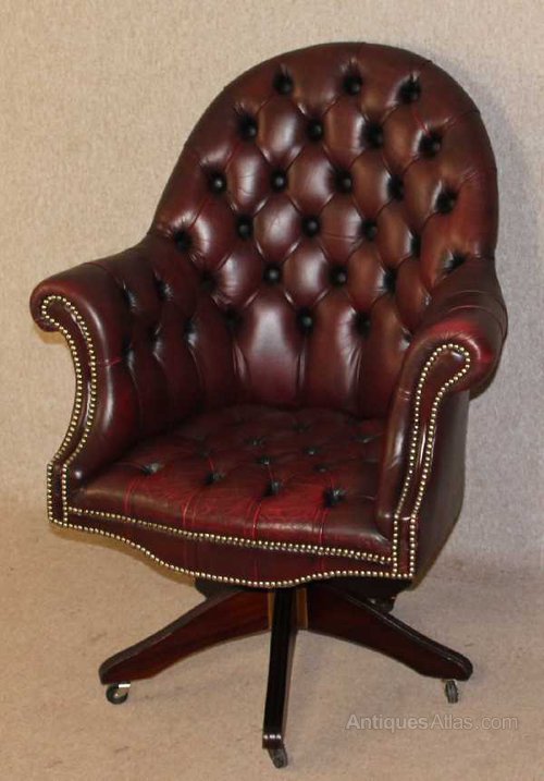 Antiques Atlas Burgundy Leather Bucket Style Revolving Chair