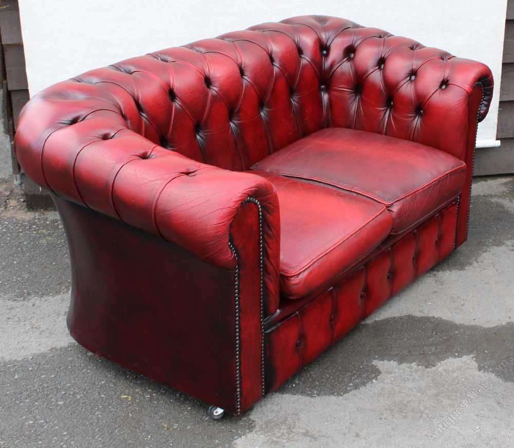Antiques Atlas Red Chesterfield 2 Seater Leather Sofa