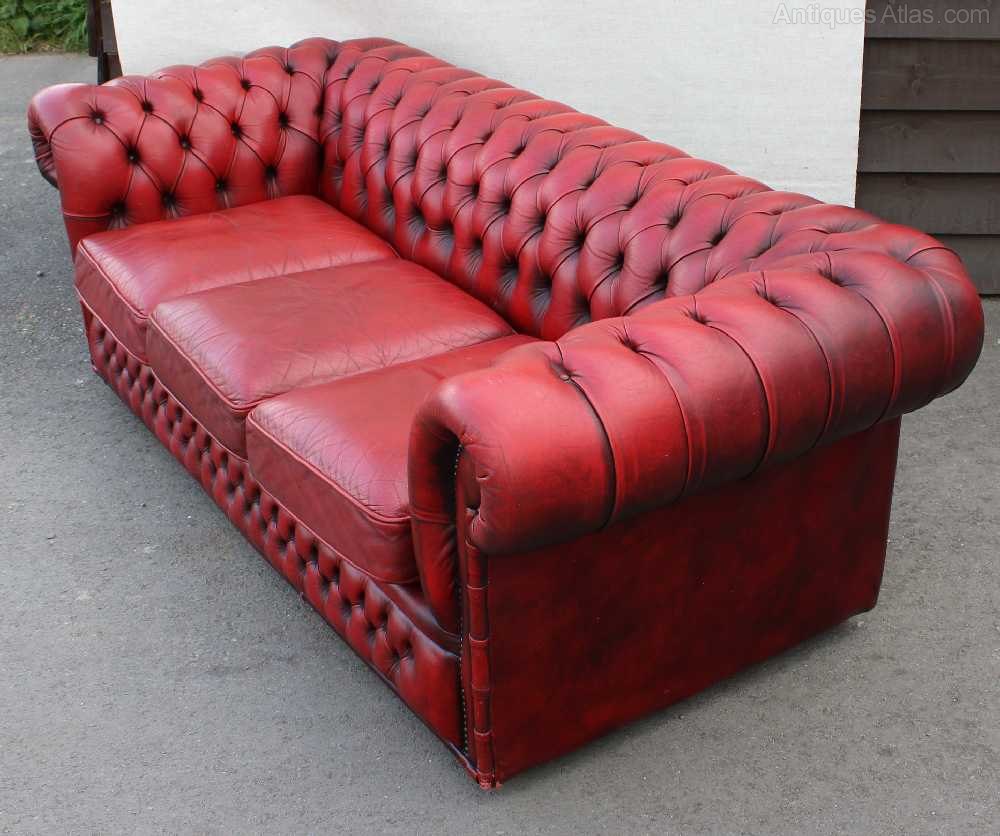 Antiques Atlas Red Chesterfield 3 Seater Leather Sofa