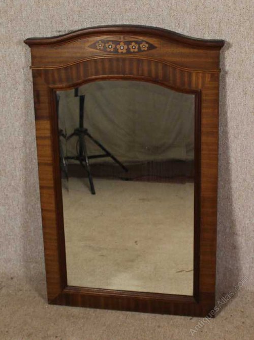 Tall Mahogany Framed Mirror With Carved Fl Detail