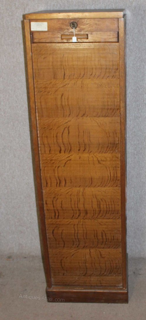 1920s Tall Oak Tambour With Key Antiques Atlas