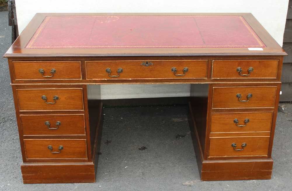 Antiques Atlas Mahogany Pedestal Desk With Red Leather Inset