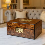 Beautiful Victorian Burr Walnut Jewellery Box 
