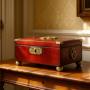 Gilt Regency Red Leather Jewellery Box