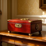 Gilt Regency Red Leather Jewellery Box