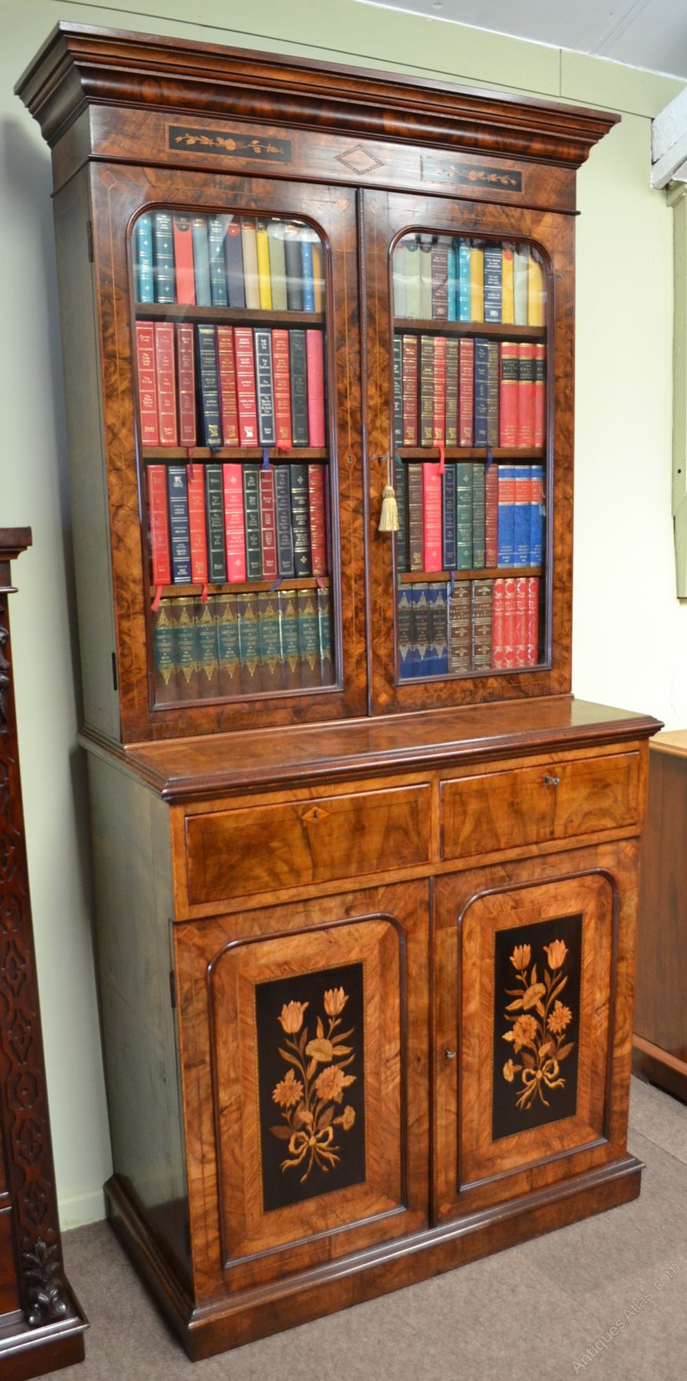 Victorian Walnut Library Bookcase C1870 Antiques Atlas