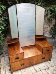 Art Deco Walnut Dressing Table And Stool