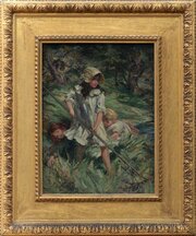 The Young Haymakers Oil Painting Signed And Dated 