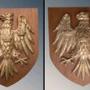 Pair of Antique Solid Bronze Eagle Crest Shields