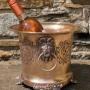 Antique Brass Ice Bucket / Planter Lion Mask Handl