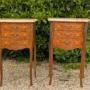 Antique French Bedside Cabinets Marble Top