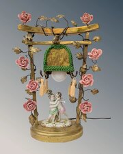Antique French Porcelain And Gilt Bronze Lamp