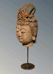 Antique Polychrome Buddha Carved Solid Wood