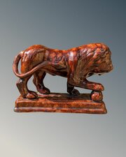 Antique Treacle Glaze Lion 19th Century