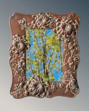 Art Nouveau Solid Copper Wall Mirror