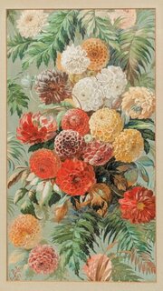 Beautiful Gouache Watercolour Painting Of Dahlias 