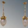 Beautiful Near Pair 19th Century Brass & Cut Glass pendants