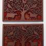 Charming Pair Folk Art Carved Wood Panels Arts & C