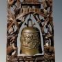 Chinese Silver Inlaid Bronze, Hardwood Prayer Gong