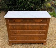 Elegant 19thc French Walnut Faux Bamboo Commode Chest