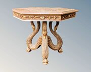 Elegant French Marble & Giltwood Table Swans