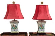 Fine Pair Of Chinese Table Lamps Porcelain Elephan