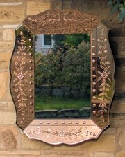 Good Large Venetian Mirror With Peach Glass