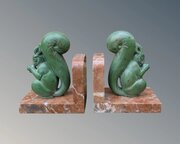 Good Pair Of Art Deco Marble Squirrel Bookends