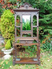 Good Victorian Carved Oak Green Man Hallstand