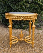 Impressive Giltwood & Marble Oval Table