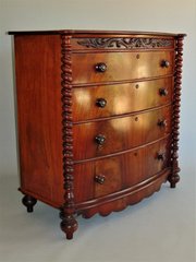 Impressive Victorian Mahogany Barley Twist Chest Of Drawers