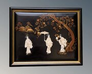 Japanese Meiji Shibayama Panel Geishas In Garden