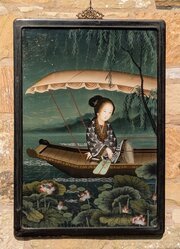 Large Chinese Reverse Painting On Glass