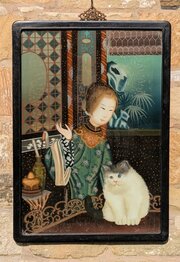 Large Chinese Reverse Painting On Glass