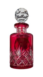 Large Cut Ruby Glass Vanity Bottle