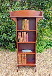 Neat Antique Inlaid Mahogany Bookcase