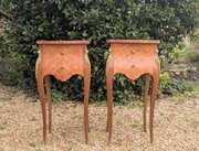 Pair Antique French Bedside Cabinets Inlaid Kingwo
