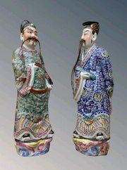 Pair Chinese Famille Rose Immortals