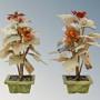 Pair Chinese Hardstone Jade Flower Jardiniere Bonsai tree 