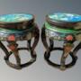Pair of Antique Chinese Lacquer & Cloisonne Stool