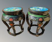 Pair of Antique Chinese Lacquer and Cloisonne Stoo