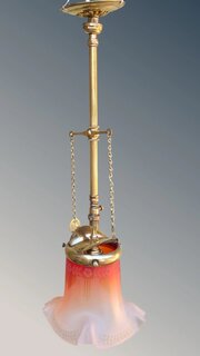 Pretty Brass And Etched Glass Pendant Light