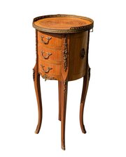 Pretty French Circular Bedside Cabinet Inlaid King