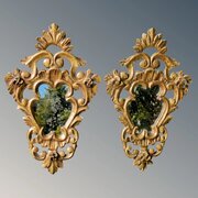 Pretty Pair Antique French Mirrors Gilt Wood