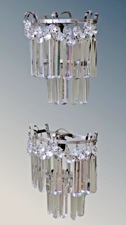 Pretty Pair Of Cut Crystal Wall Lights