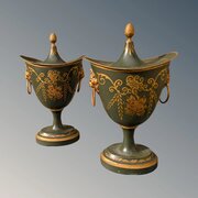 Regency Style Toleware Chestnut Urns