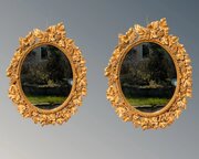 Superb Pair Gilt Wood Wall Mirrors Vine Leaf 19th 