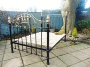 Victorian Cast Iron & Brass Double Bed